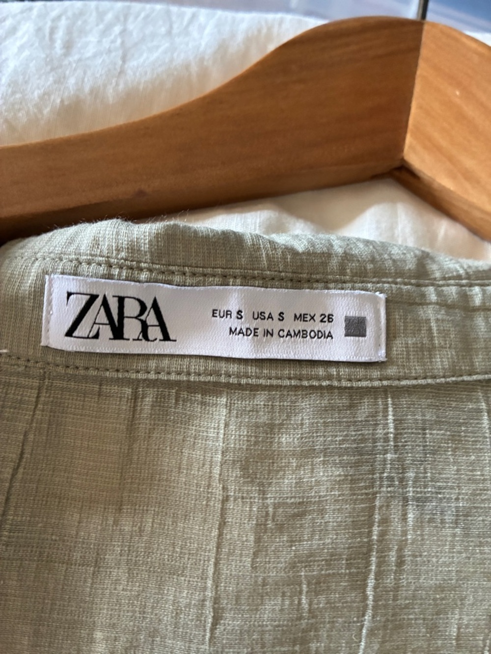 Zara Olive Green Long Sleeve Tiered Mini Dress - Picture 5 of 8